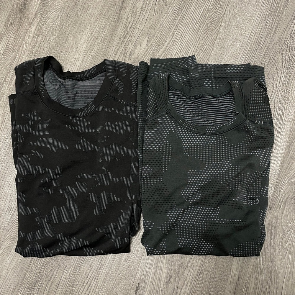 Lululemon Metal Vent Tech Shirt Mens M Black Gray Camo Short Sleeve Running